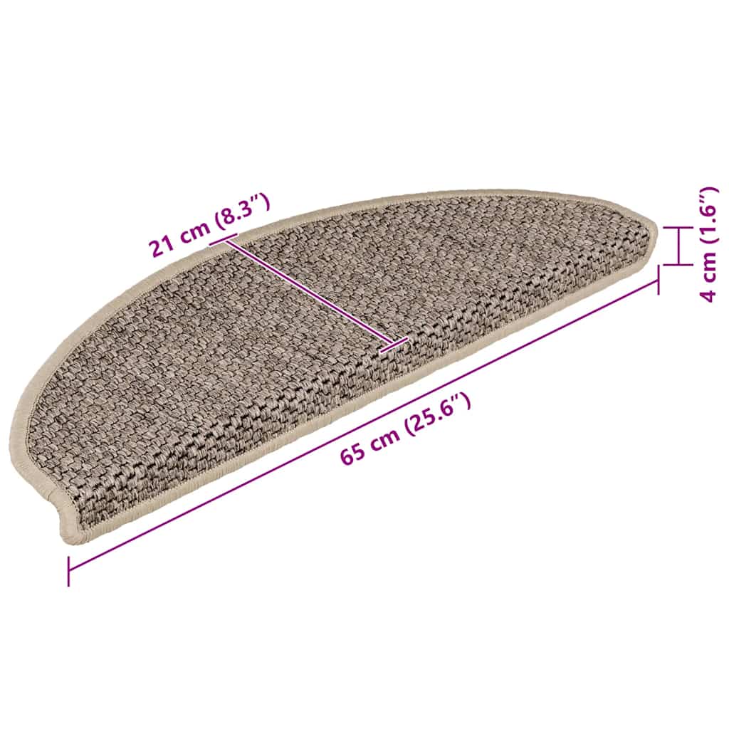 Treppenmatten Selbstklebend Sisal 15 Stk. 65x21x4cm Dunkelbeige