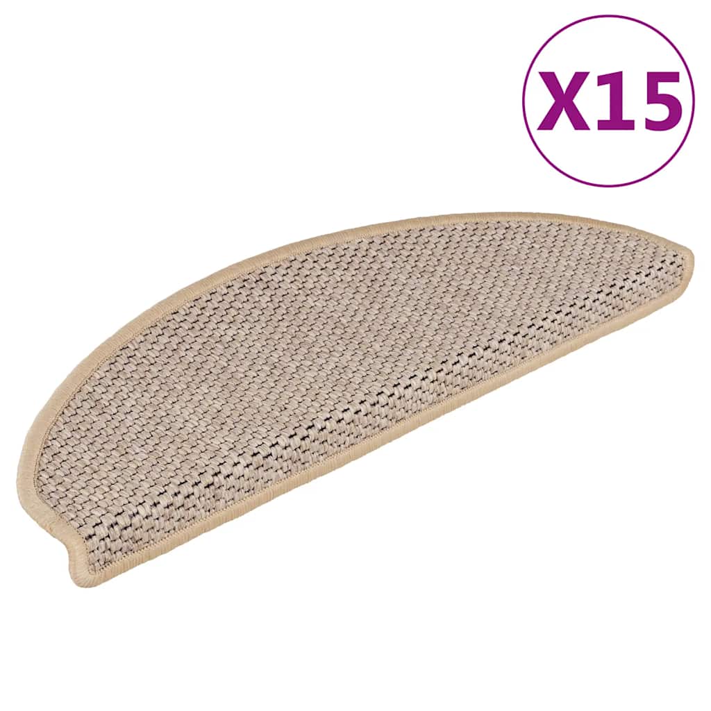Treppenmatten Selbstklebend Sisal 15 Stk. 65x21x4 cm Hellbeige