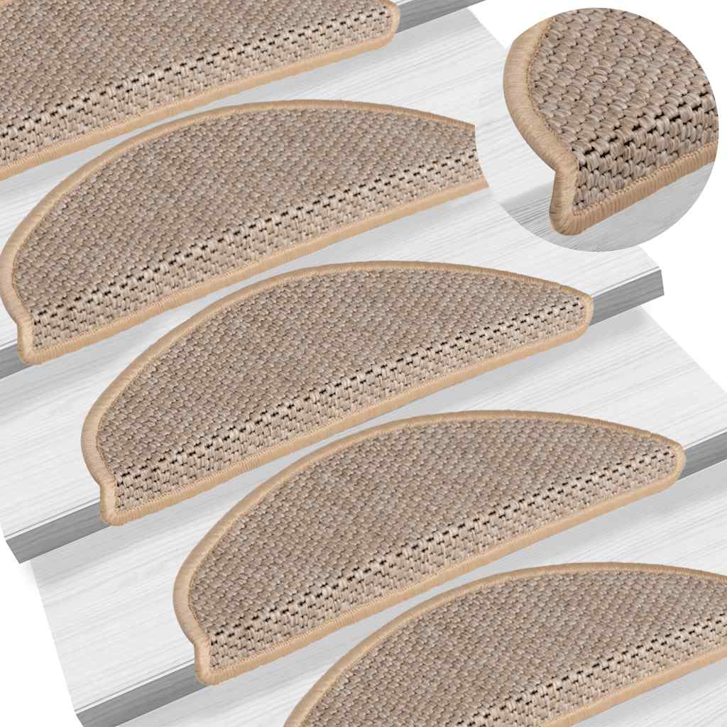 Treppenmatten Selbstklebend Sisal 15 Stk. 65x21x4 cm Hellbeige