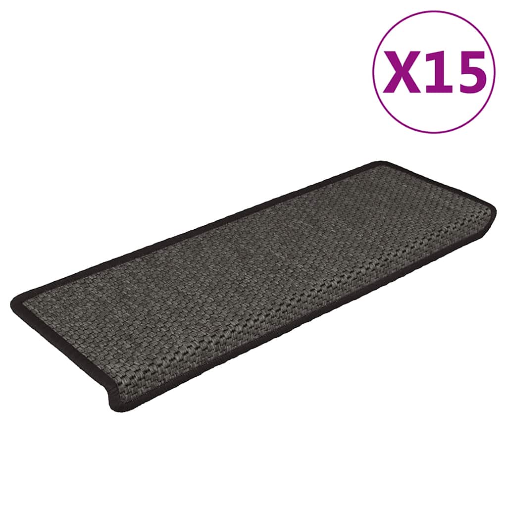 Treppenmatten Selbstklebend Sisal 15 Stk. 65x21x4 cm Anthrazit