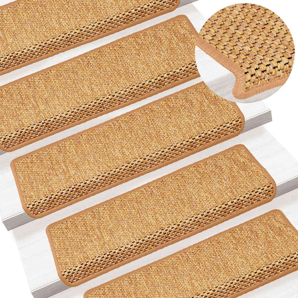 Treppenmatten Selbstklebend Sisal-Optik 15Stk. 65x21x4cm Sisal