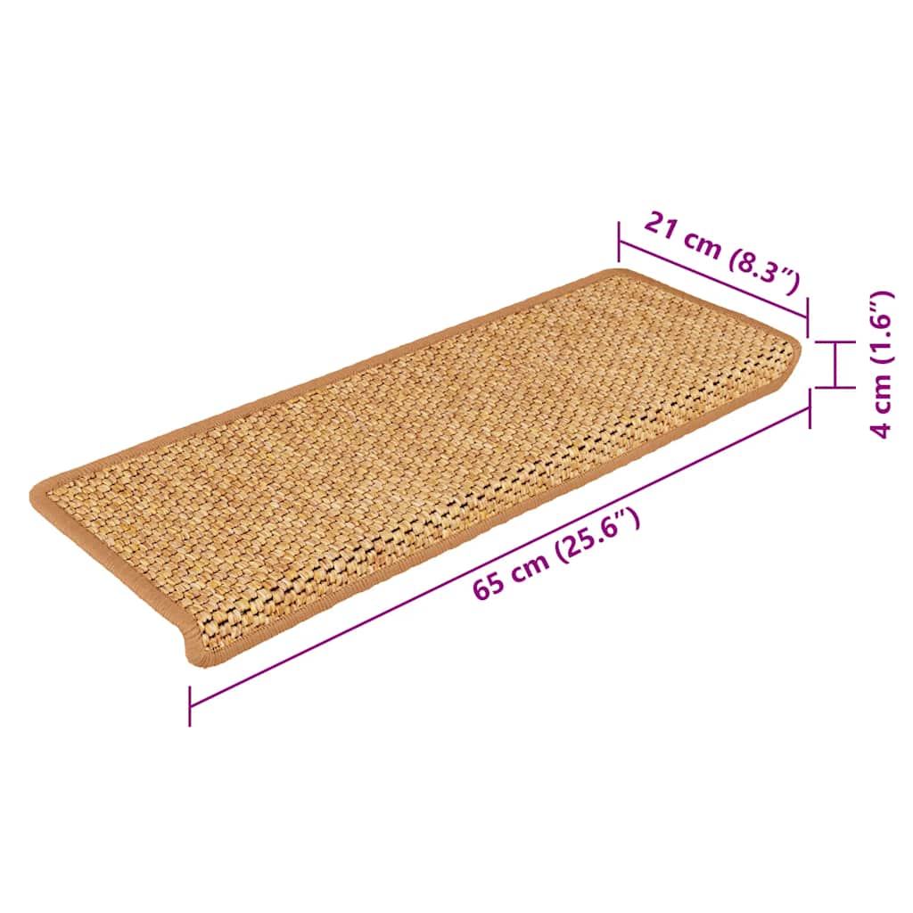 Treppenmatten Selbstklebend Sisal-Optik 15Stk. 65x21x4cm Sisal