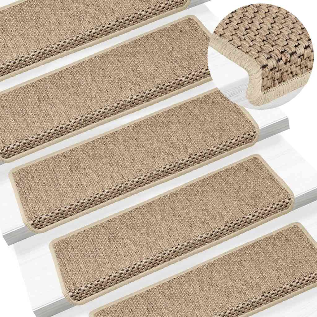 Treppenmatten Selbstklebend Sisal-Optik 15 Stk. 65x21x4 cm Sand