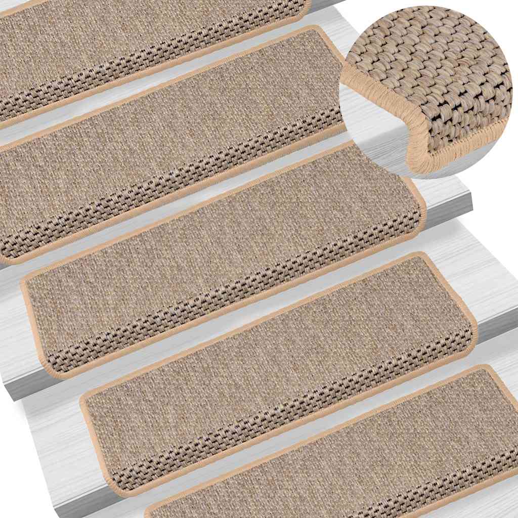 Treppenmatten Selbstklebend Sisal 15 Stk. 65x21x4 cm Hellbeige