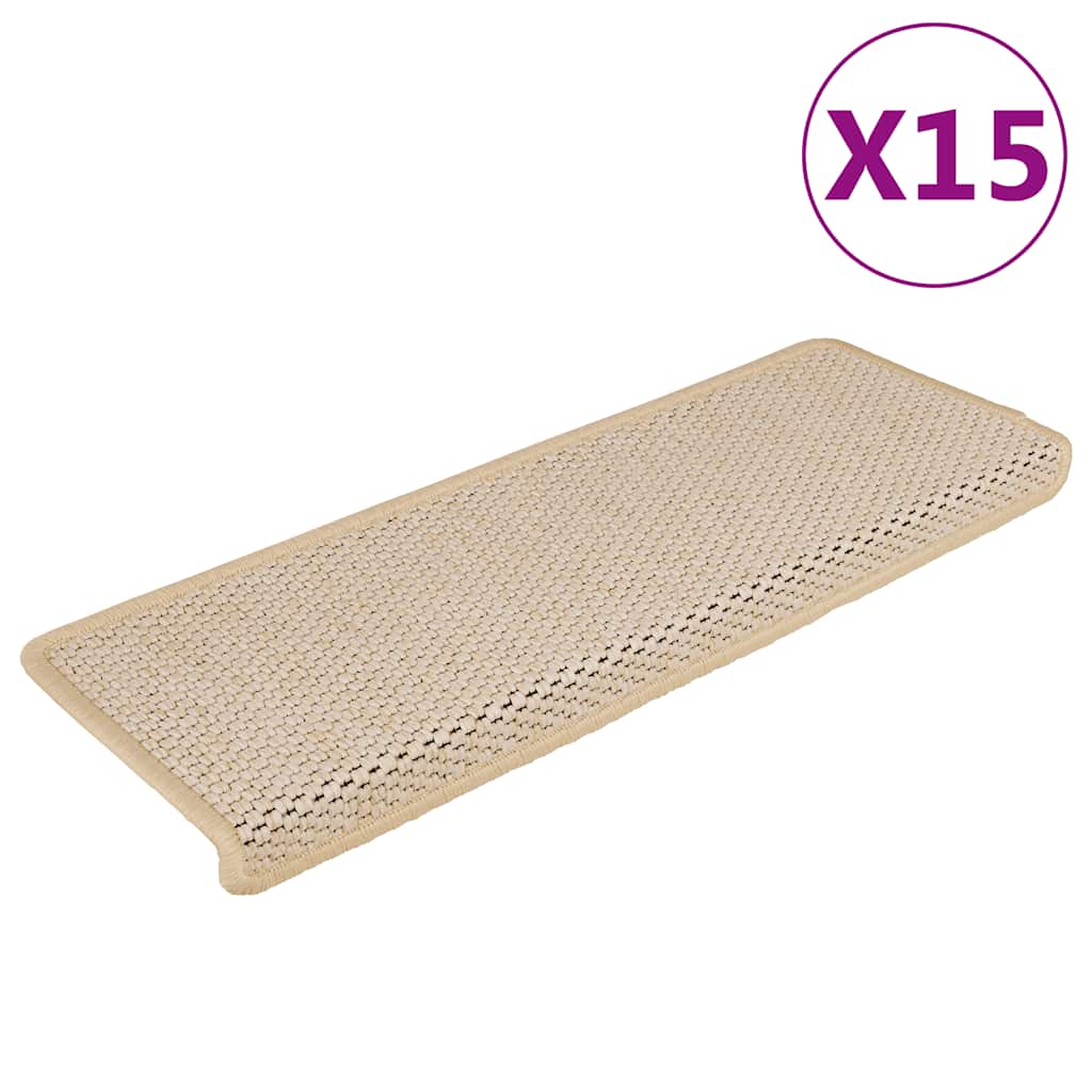 Treppenmatten Selbstklebend Sisal-Optik 15 Stk. 65x21x4cm Berber