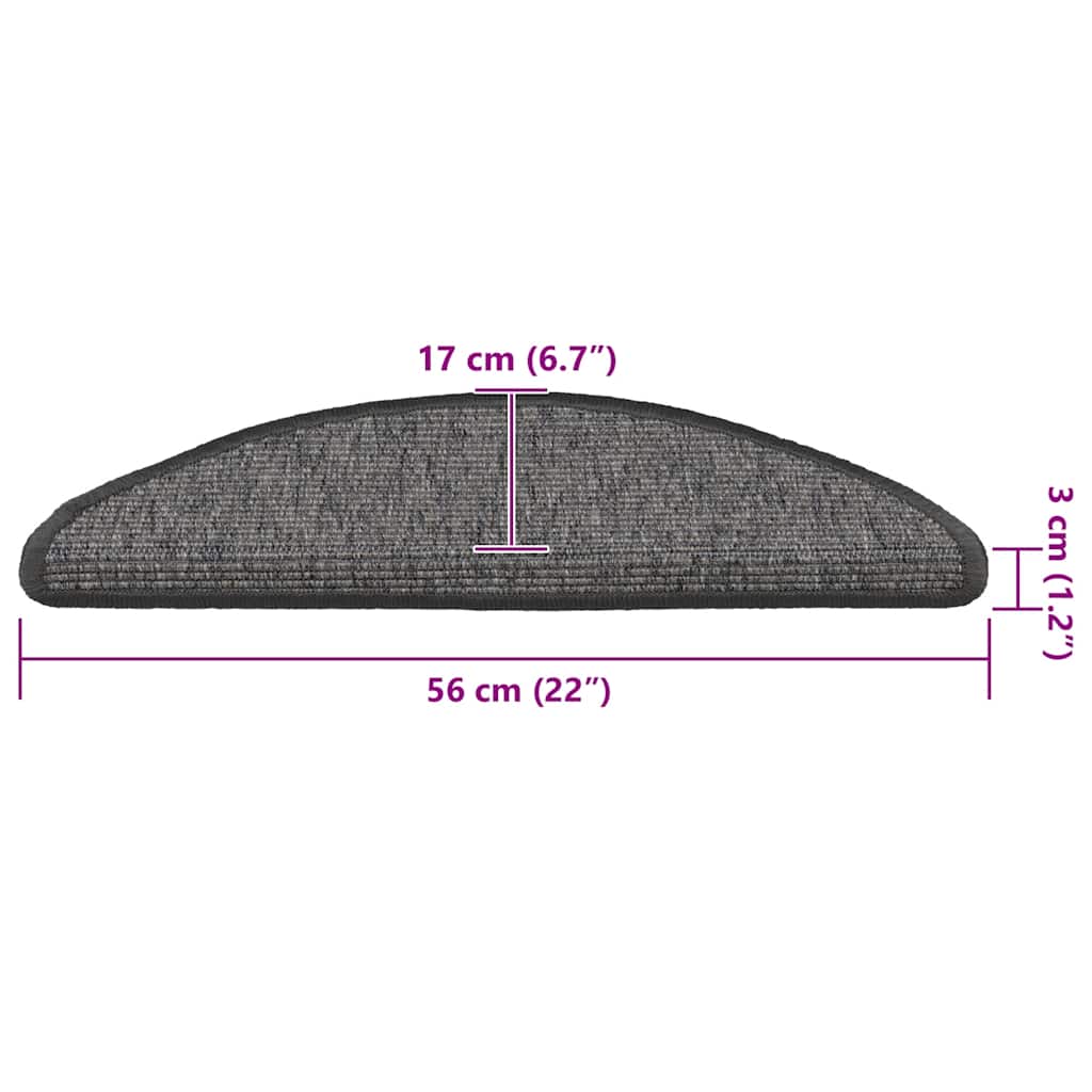 Stufenmatten 15 Stk. 56x17x3 cm Beige und Grau Halbrund