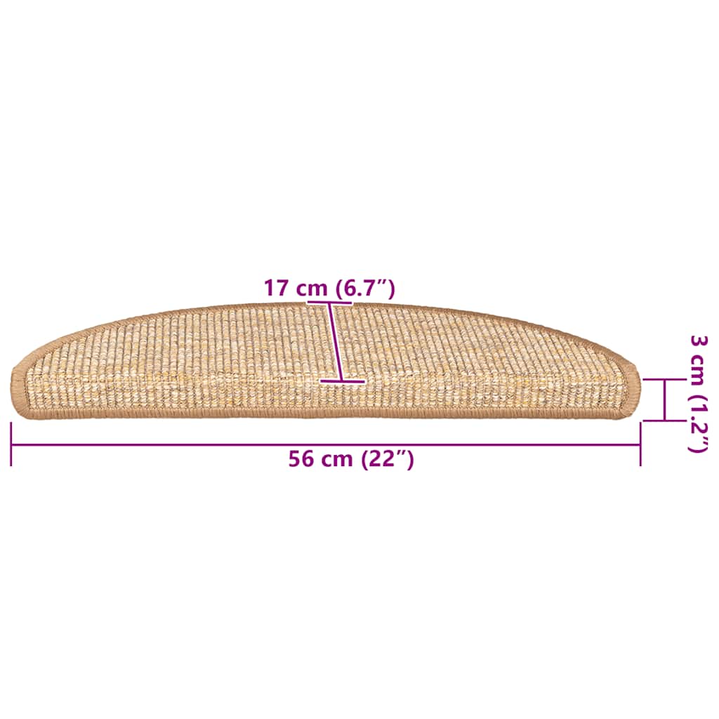 Stufenmatten 15 Stk. 56x17x3 cm Hellbraun Halbrund