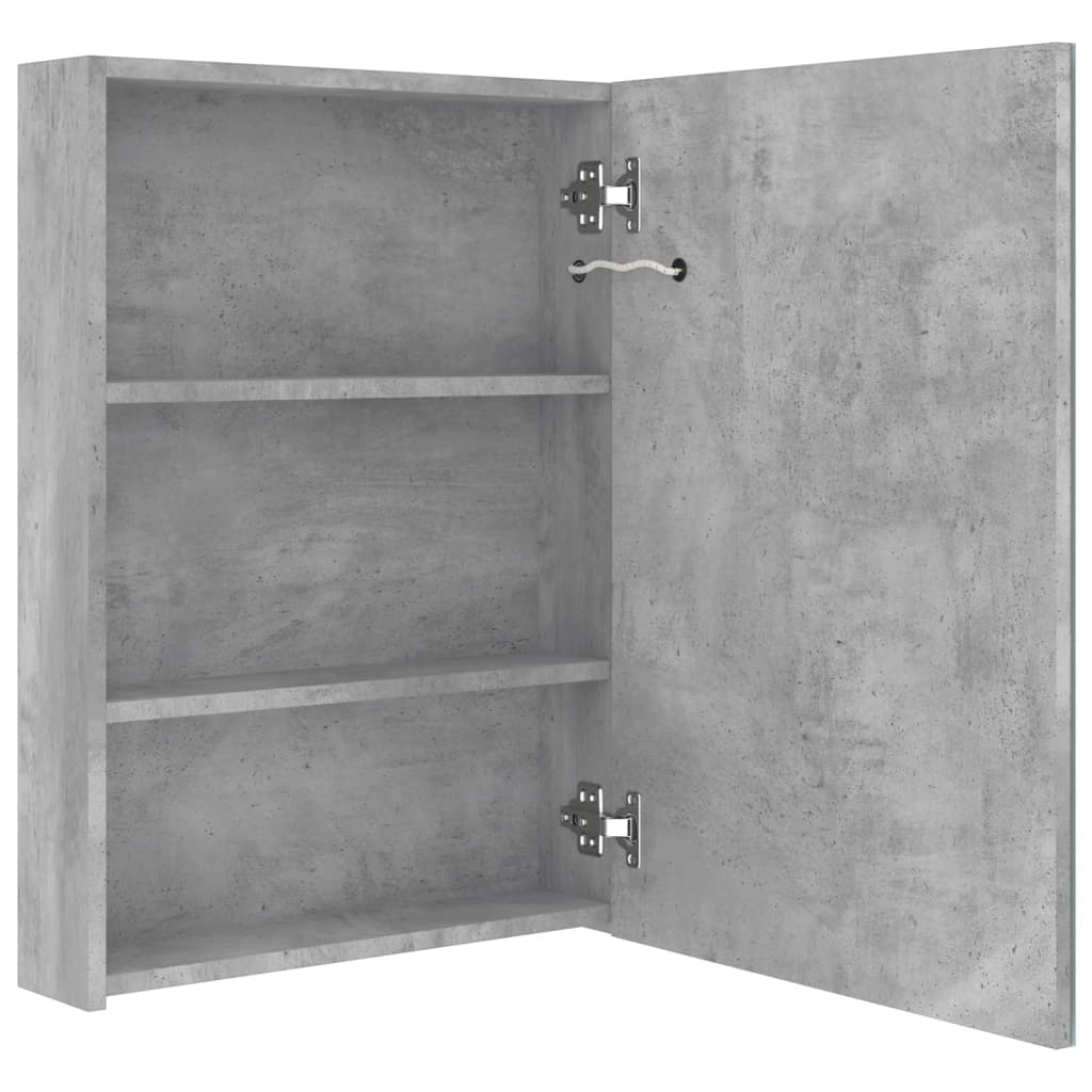 LED-Bad-Spiegelschrank Betongrau 50x13x70 cm