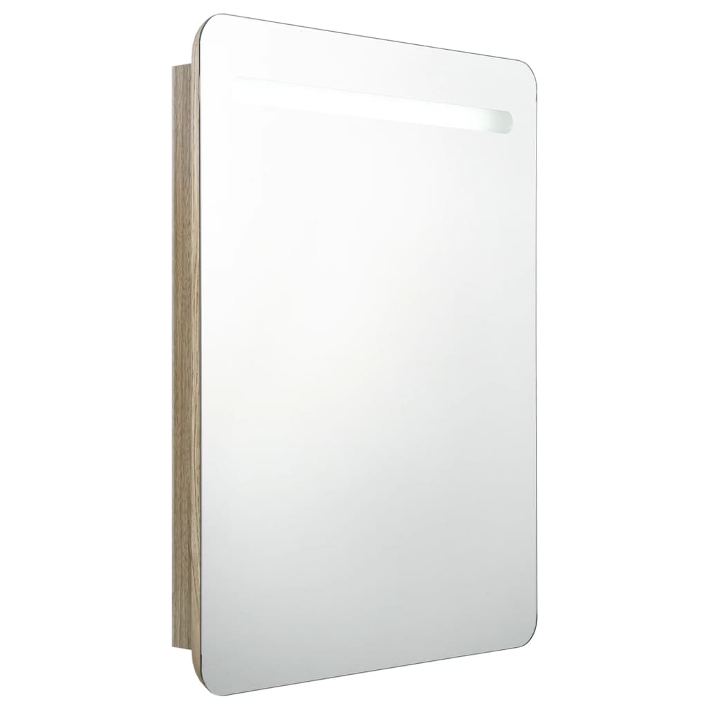 LED-Bad-Spiegelschrank Eichen-Optik 60x11x80 cm
