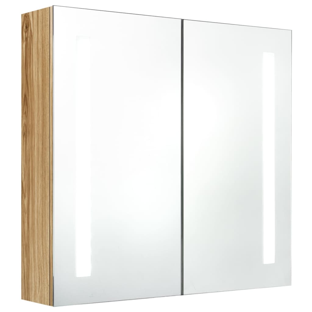 LED-Bad-Spiegelschrank Eichenoptik 62x14x60 cm