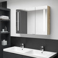 LED-Bad-Spiegelschrank 89x14x62 cm Eichen-Optik