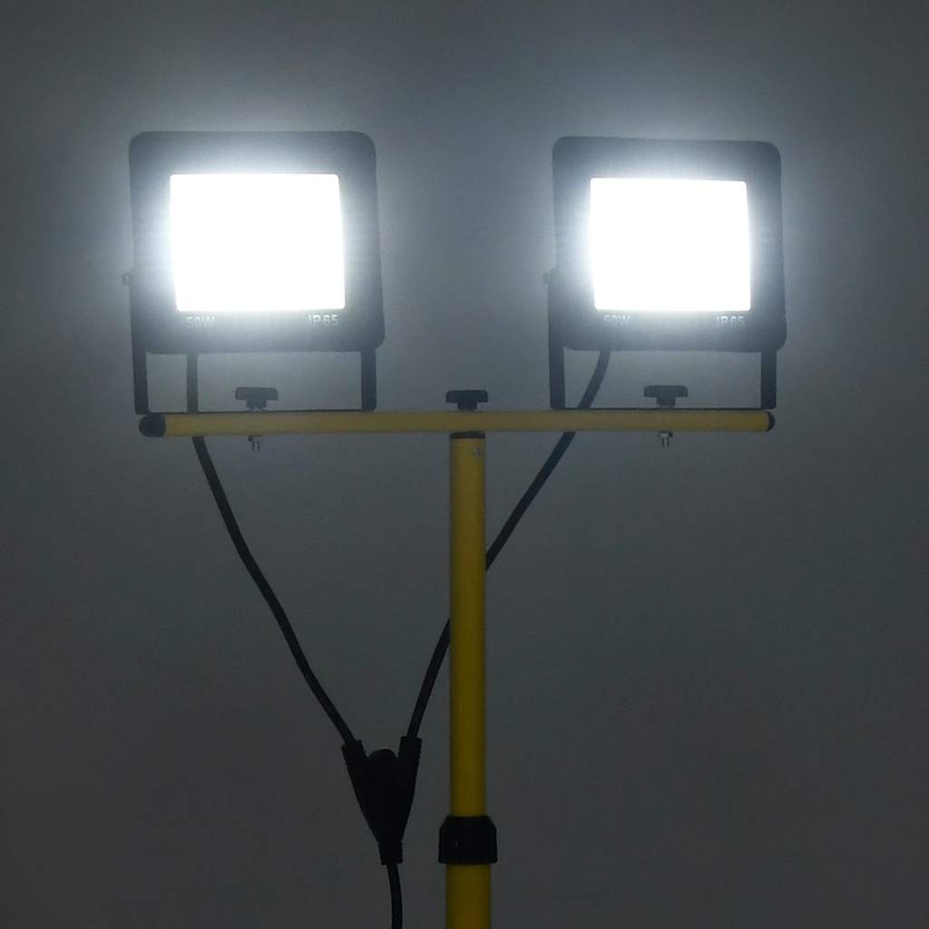 LED-Fluter mit Stativ 2x50 W Kaltweiß