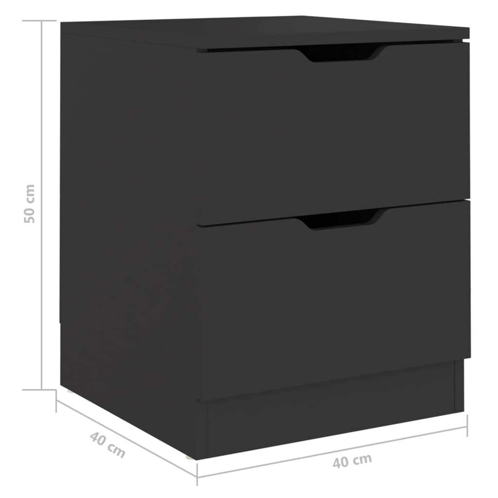 Nachttische 2 Stk. Schwarz 40x40x50 cm Spanplatte
