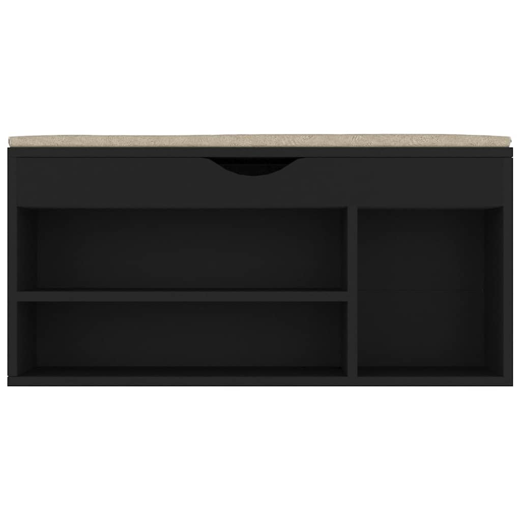 Schuhbank mit Kissen Schwarz 104x30x49 cm Holzwerkstoff