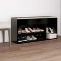 Schuhbank mit Kissen Schwarz 104x30x49 cm Holzwerkstoff