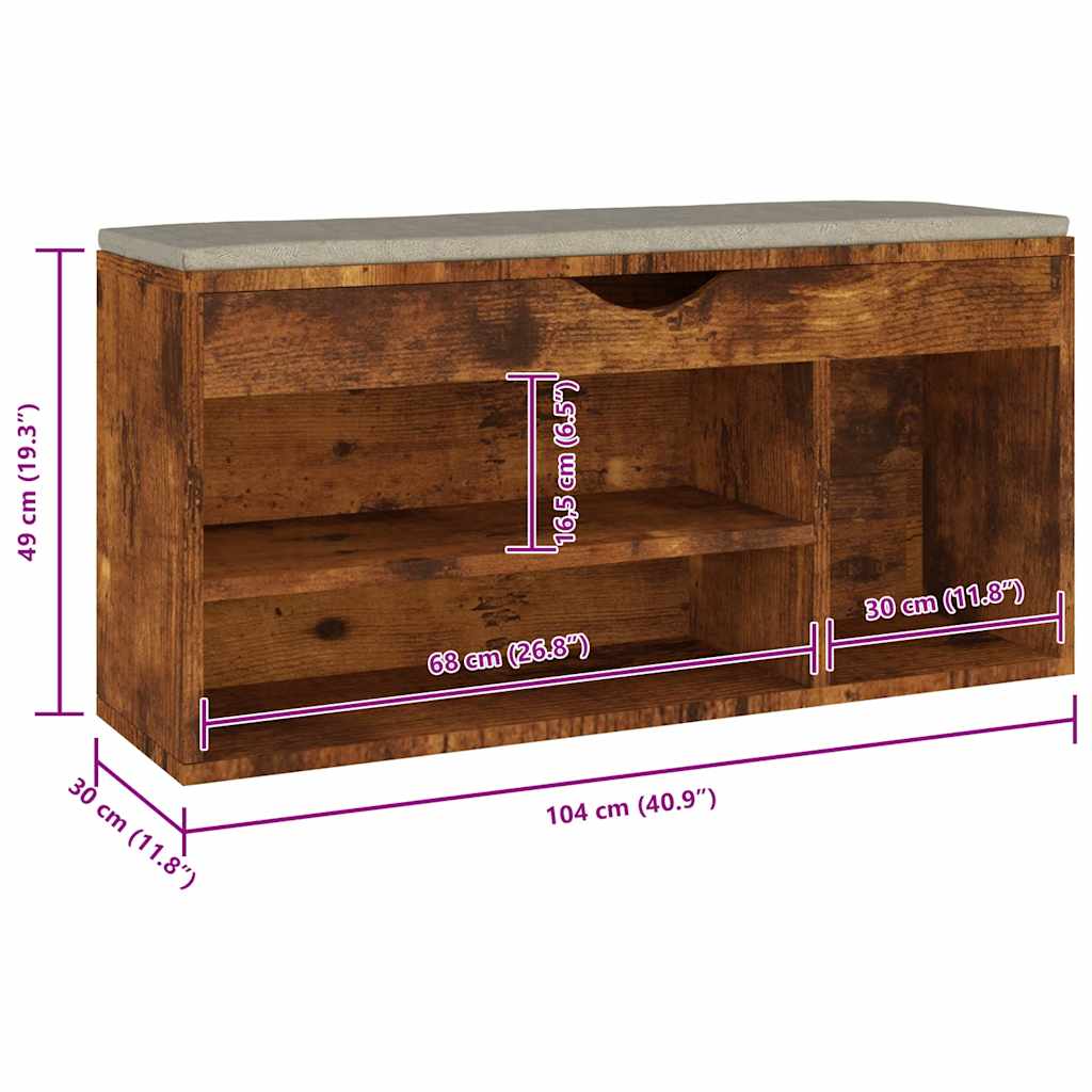 Schuhbank mit Kissen Räuchereiche 104x30x49 cm Holzwerkstoff