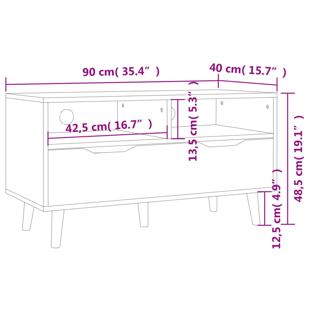 TV-Schrank Weiß 90x40x48,5 cm Holzwerkstoff