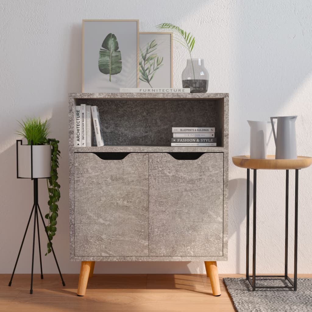Sideboard Betongrau 60x30x72 cm Holzwerkstoff