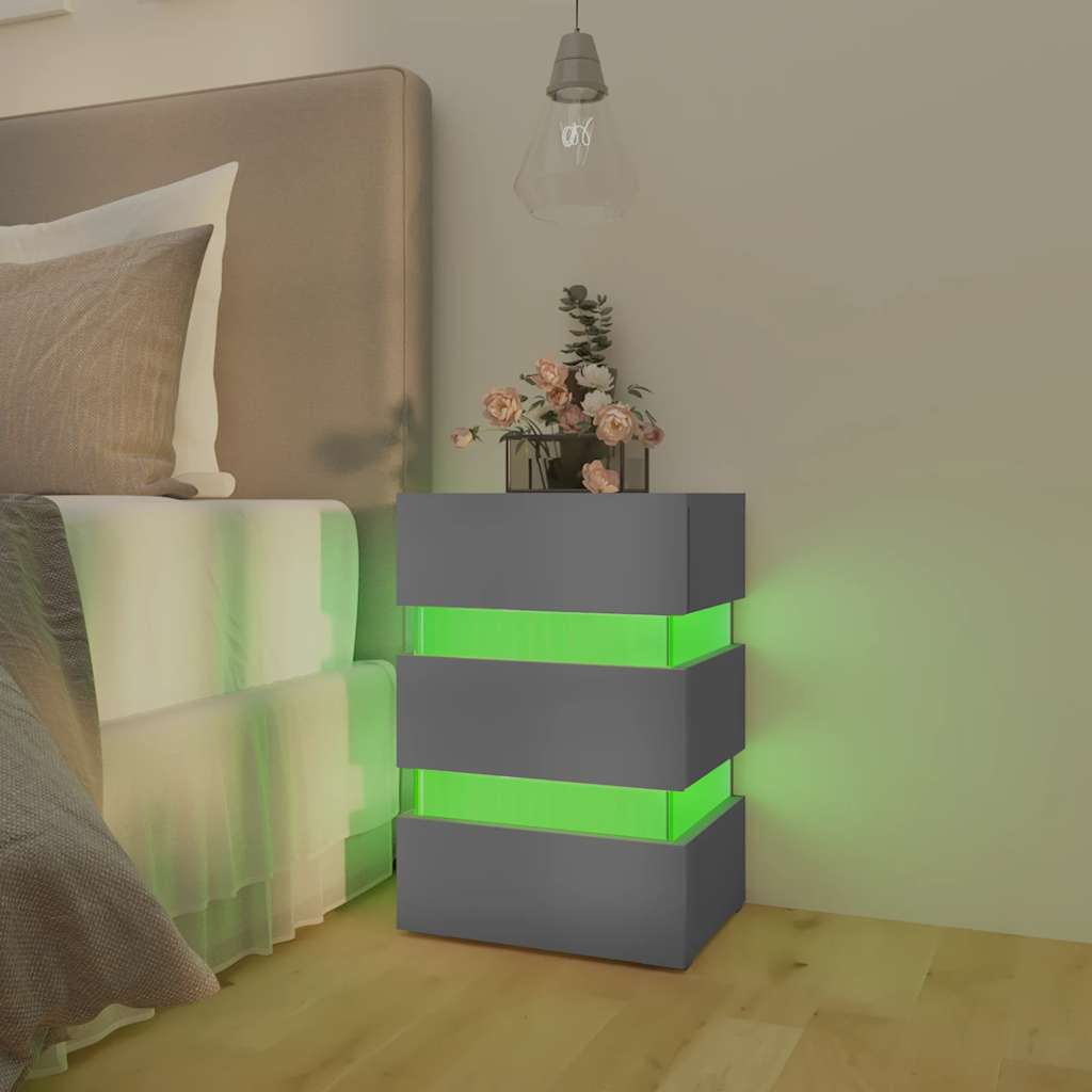 LED-Nachttisch Grau 45x35x67 cm Holzwerkstoff