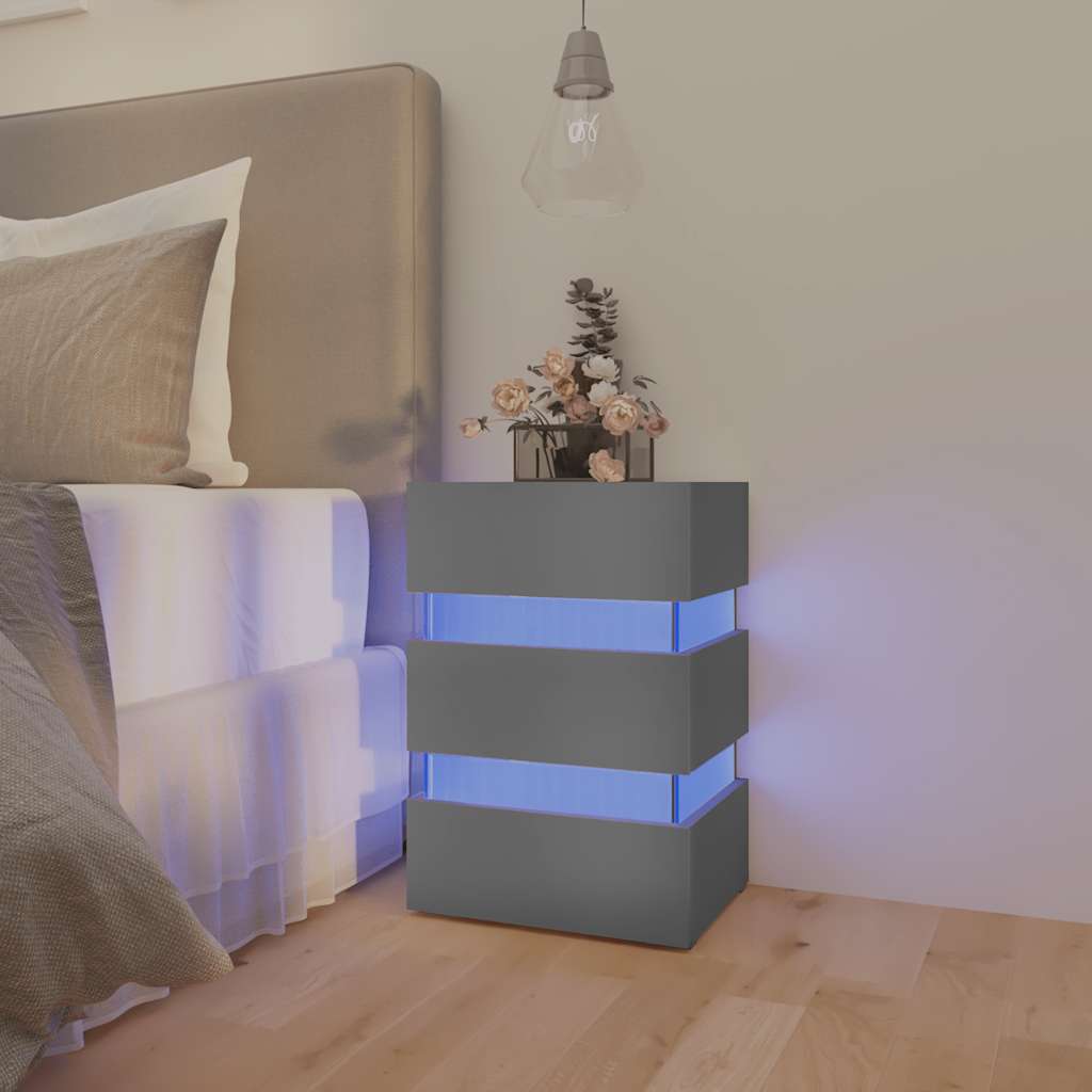 LED-Nachttisch Grau 45x35x67 cm Holzwerkstoff