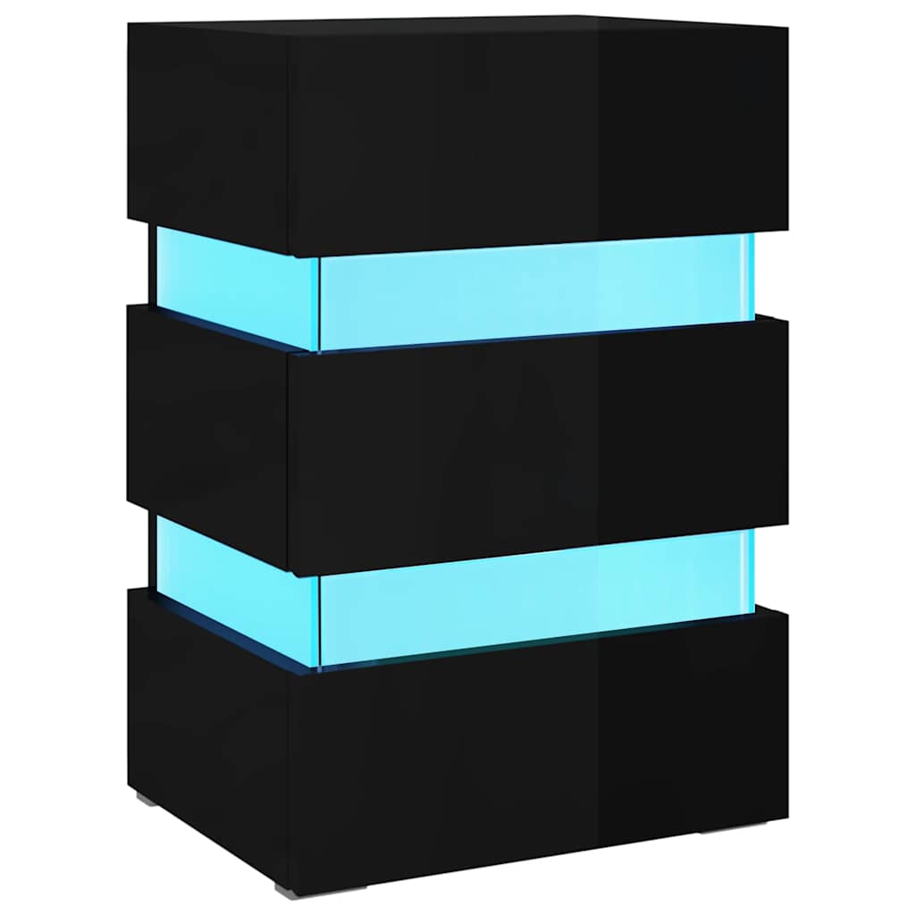 LED-Nachttisch Hochglanz-Schwarz 45x35x67 cm Holzwerkstoff