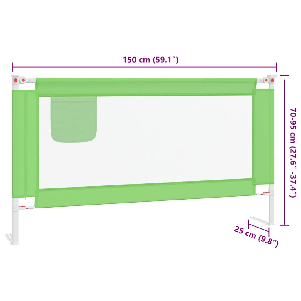 Kleinkind-Bettschutzgitter Grün 150x25 cm Stoff