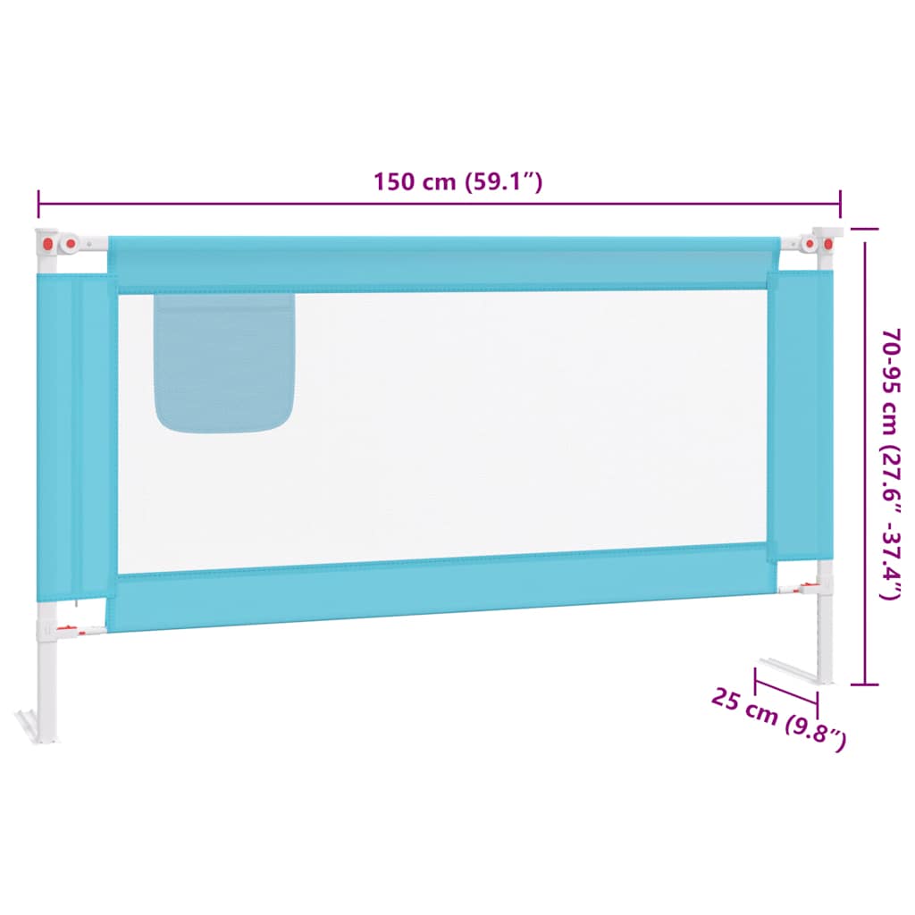 Kleinkind-Bettschutzgitter Blau 150x25 cm Stoff