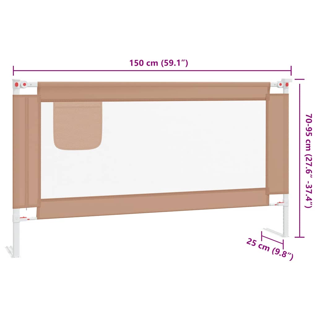 Kleinkind-Bettschutzgitter Taupe 150x25 cm Stoff