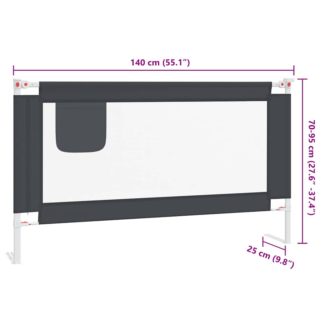 Kleinkind-Bettschutzgitter Dunkelgrau 140x25 cm Stoff