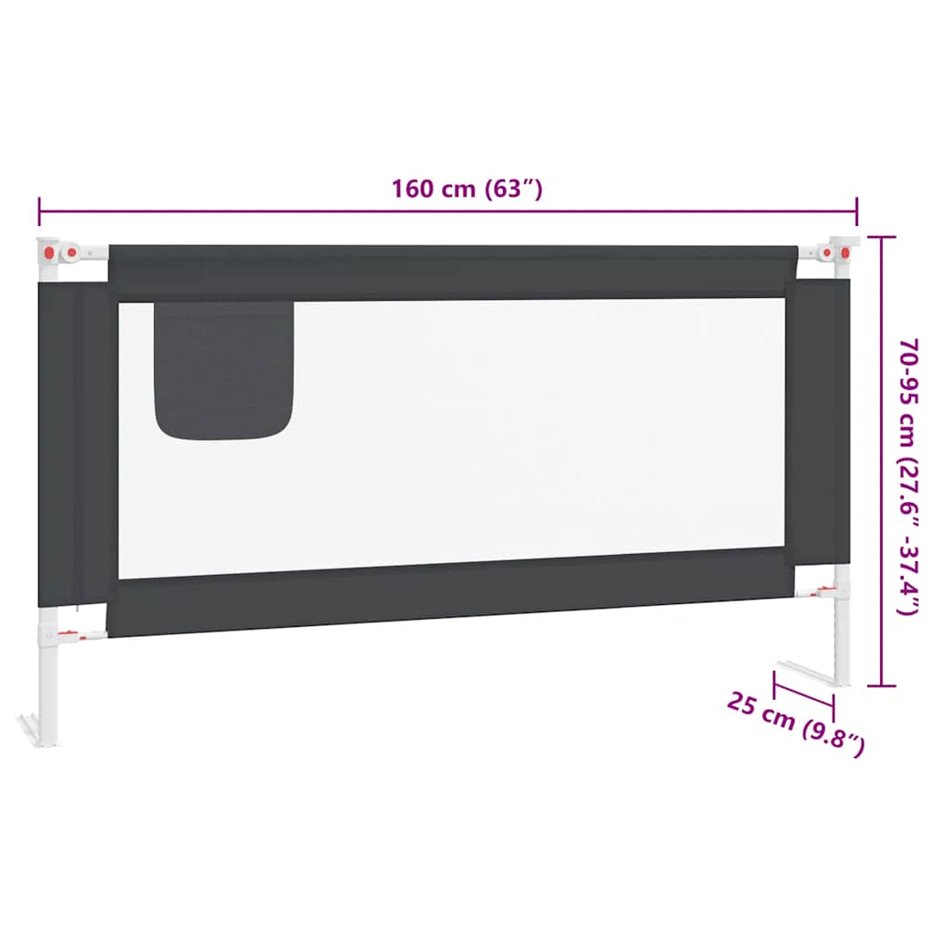 Kleinkind-Bettschutzgitter Dunkelgrau 160x25 cm Stoff