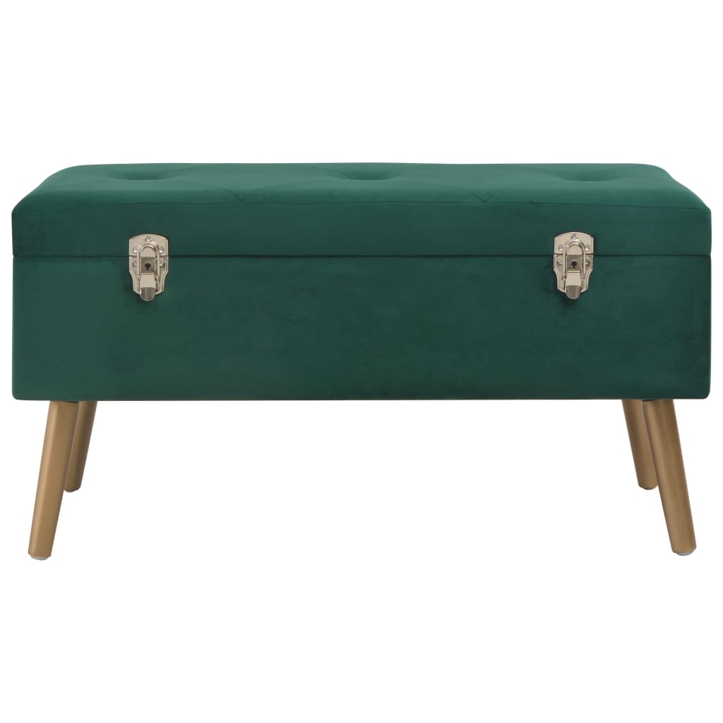 Bank mit Staufach 80 cm Grün Samt