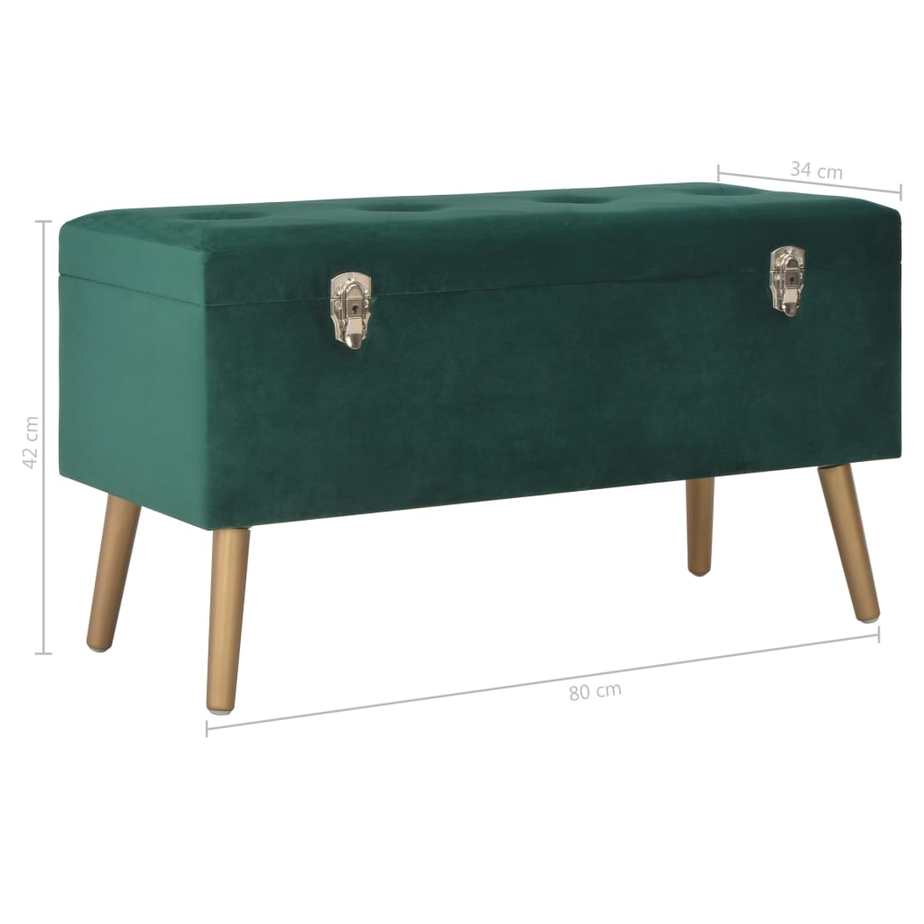 Bank mit Staufach 80 cm Grün Samt