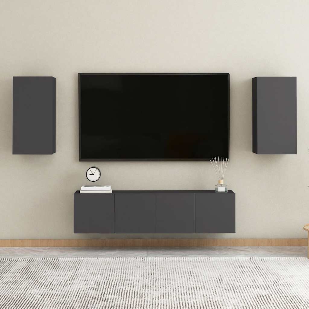 TV-Schränke 2 Stk. Grau 30,5x30x60 cm Holzwerkstoff