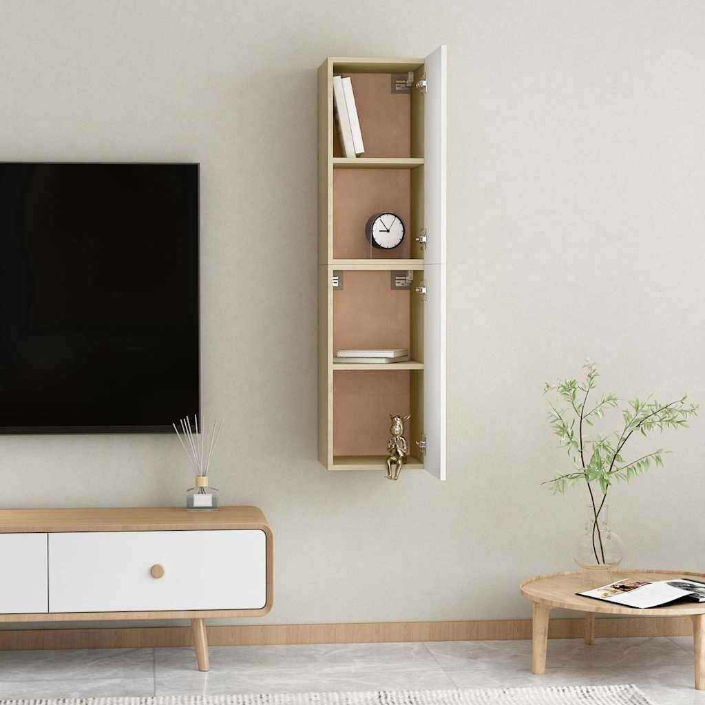 TV-Schränke 2 Stk. Weiß Sonoma-Eiche 30,5x30x60cm Holzwerkstoff