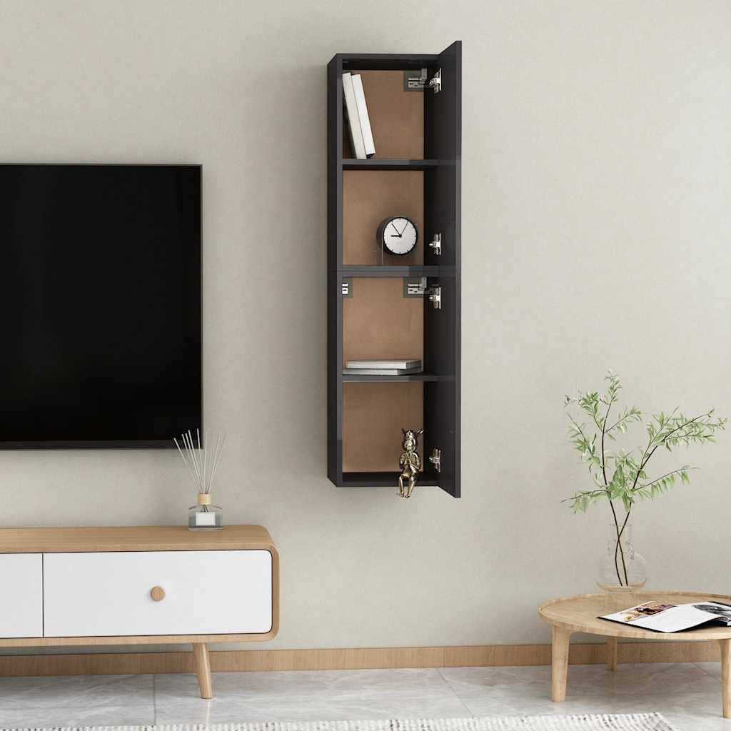 TV-Schränke 2 Stk. Hochglanz-Schwarz 30,5x30x60cm Holzwerkstoff