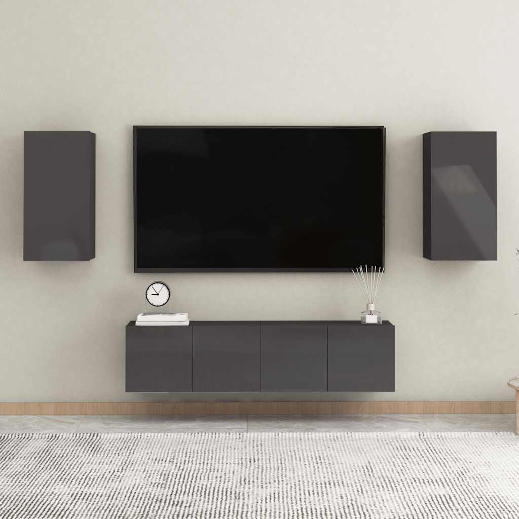 TV-Schränke 2 Stk. Hochglanz-Schwarz 30,5x30x60cm Holzwerkstoff