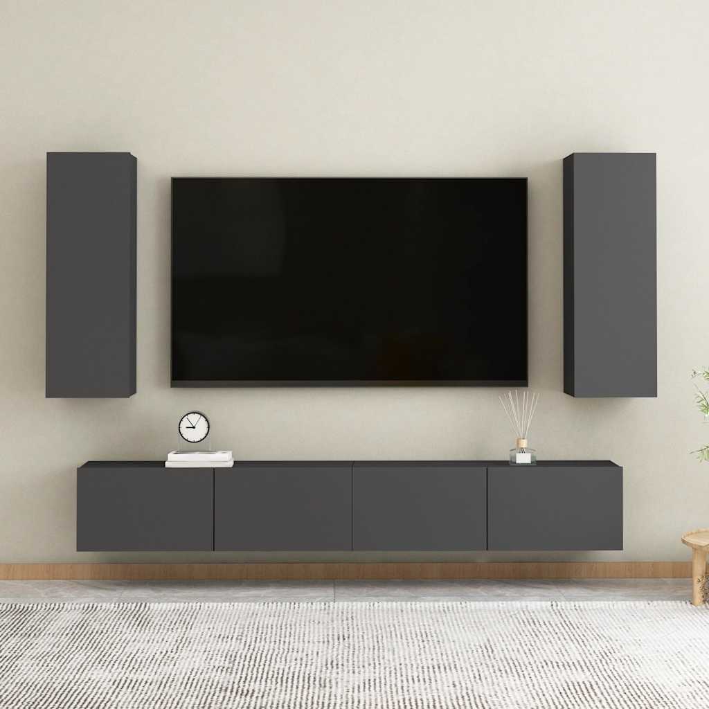 TV-Schränke 2 Stk. Hochglanz-Grau 30,5x30x60 cm Holzwerkstoff