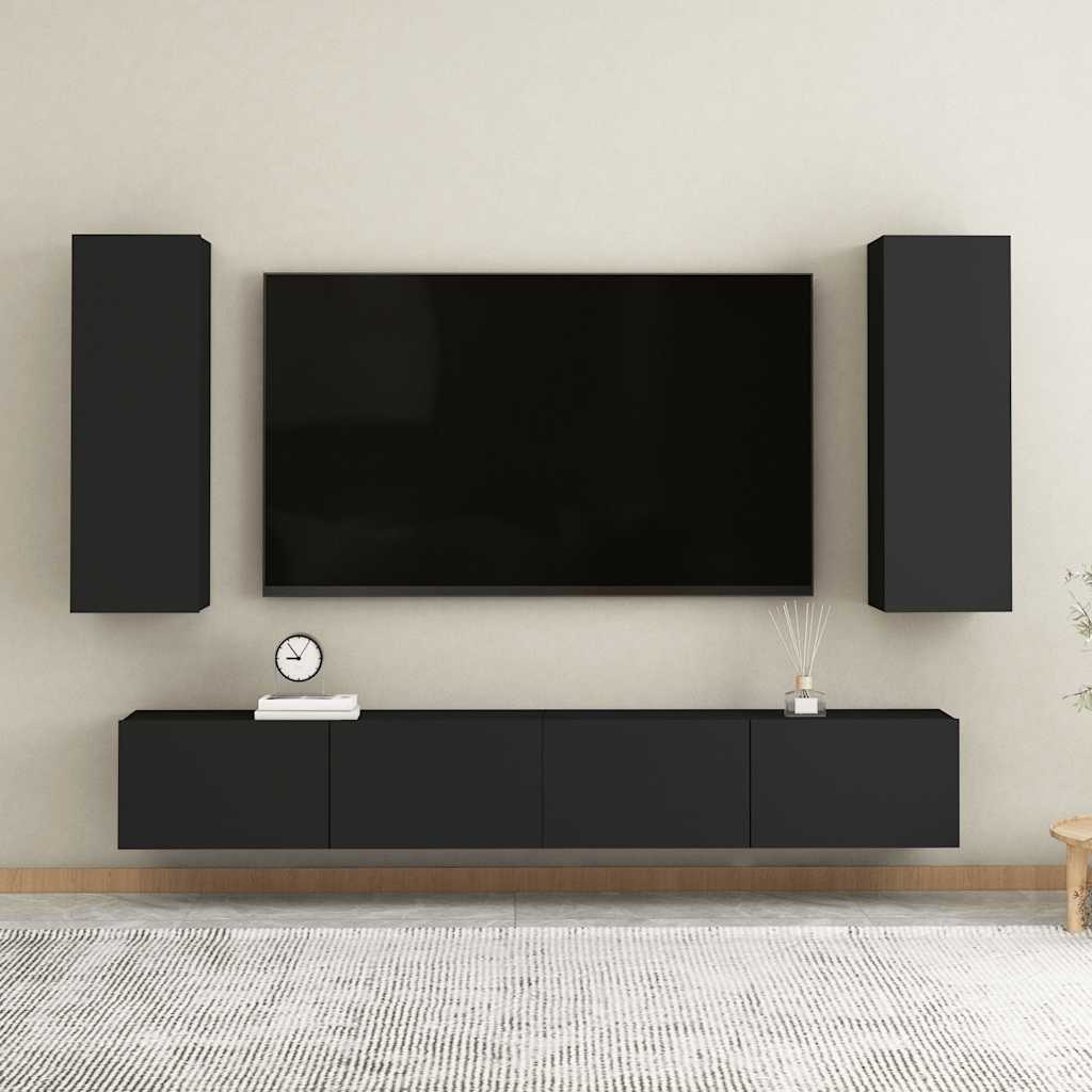 TV-Schrank Schwarz 30,5x30x90 cm Holzwerkstoff