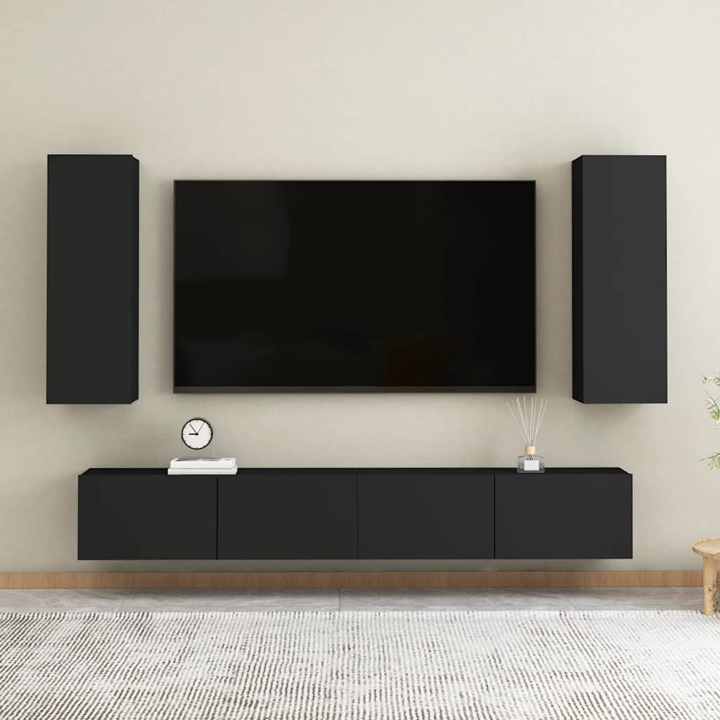 TV-Schränke 2 Stk. Schwarz 30,5x30x90 cm Holzwerkstoff