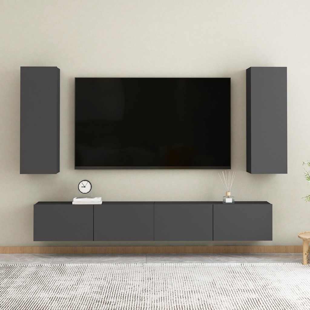 TV-Schrank Grau 30,5x30x90 cm Holzwerkstoff