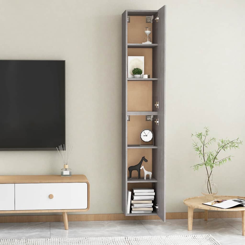 TV-Schränke 2 Stk. Betongrau 30,5x30x90 cm Holzwerkstoff