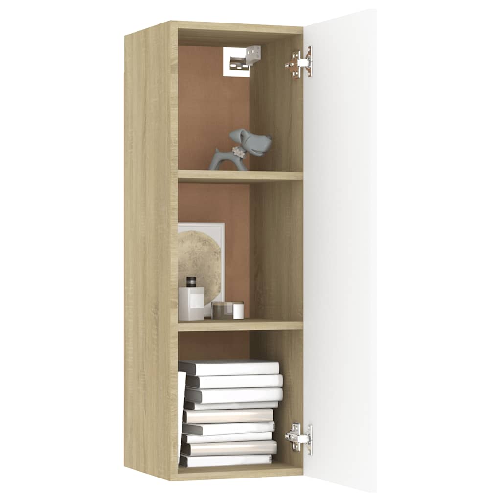 TV-Schrank Weiß Sonoma-Eiche 30,5x30x90 cm Holzwerkstoff