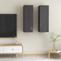 TV-Schränke 2 Stk. Hochglanz-Grau 30,5x30x90 cm Holzwerkstoff