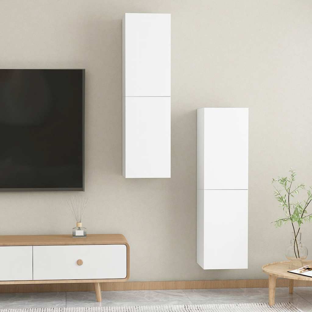 TV-Schränke 2 Stk. Weiß 30,5x30x110 cm Holzwerkstoff