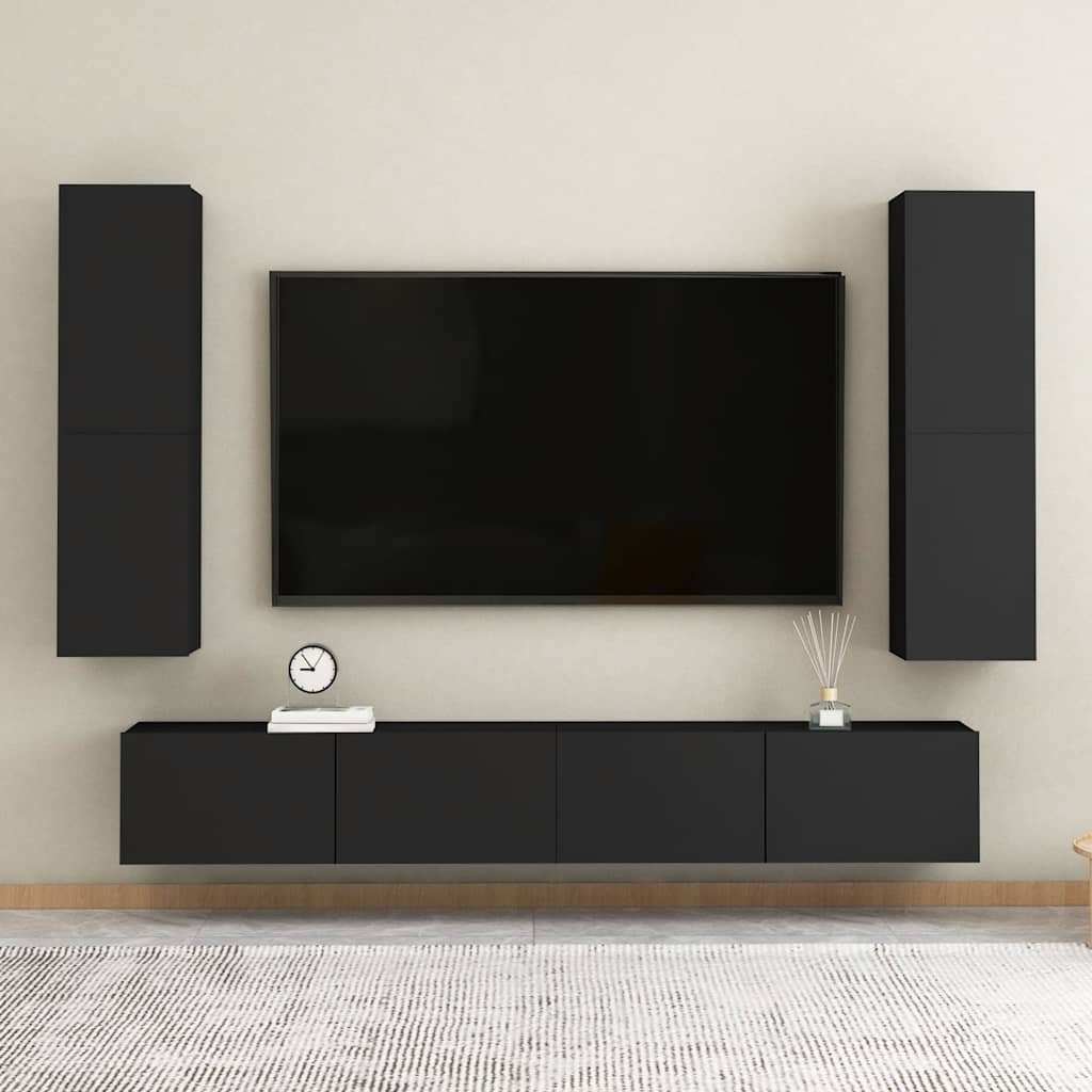 TV-Schrank Schwarz 30,5x30x110 cm Holzwerkstoff