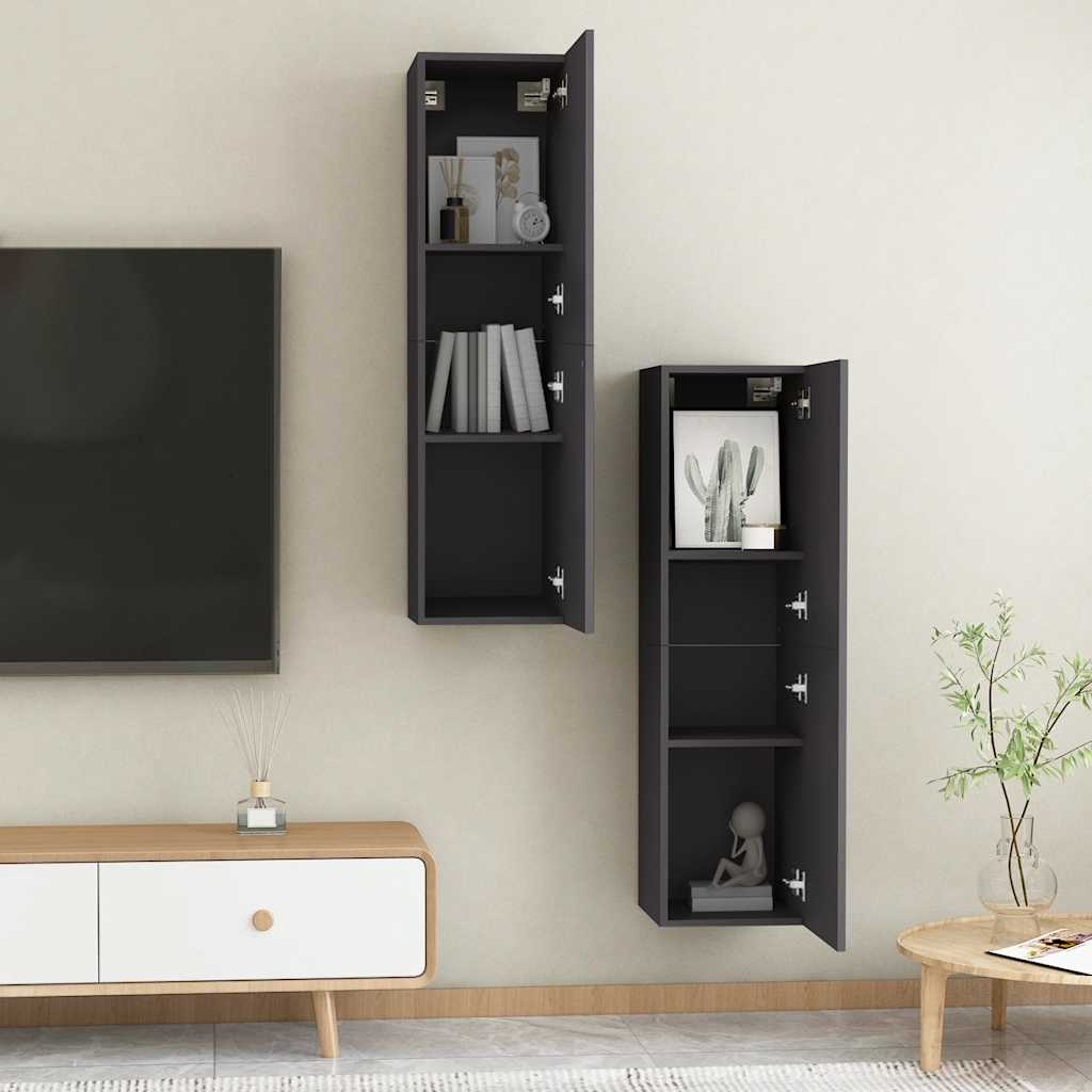 TV-Schränke 2 Stk. Grau 30,5x30x110 cm Holzwerkstoff