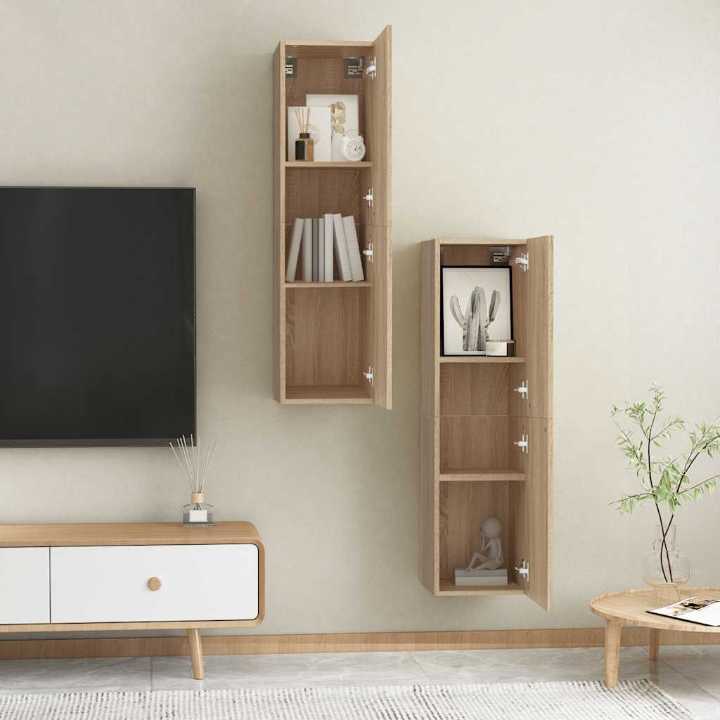 TV-Schränke 2 Stk. Sonoma-Eiche 30,5x30x110 cm Holzwerkstoff