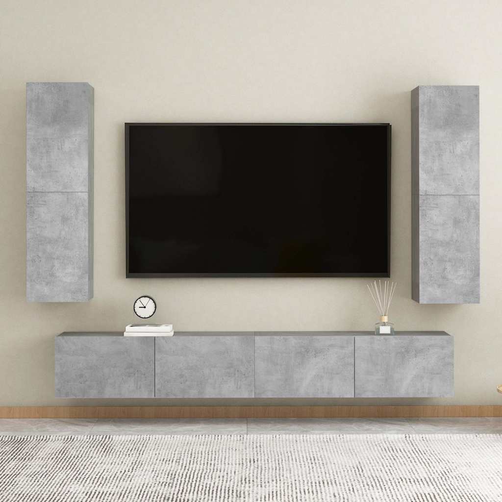 TV-Schrank Betongrau 30,5x30x110 cm Holzwerkstoff