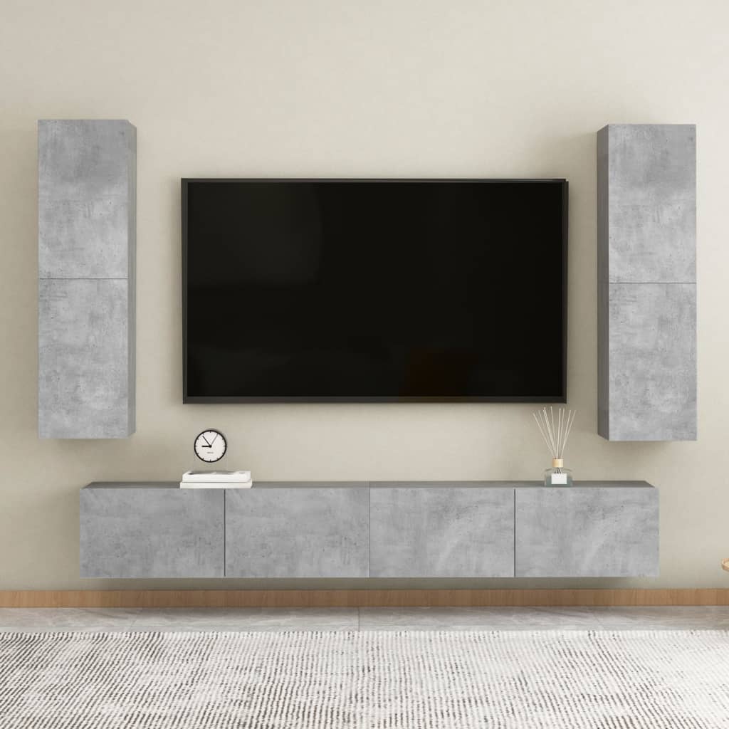 TV-Schränke 2 Stk. Betongrau 30,5x30x110 cm Holzwerkstoff