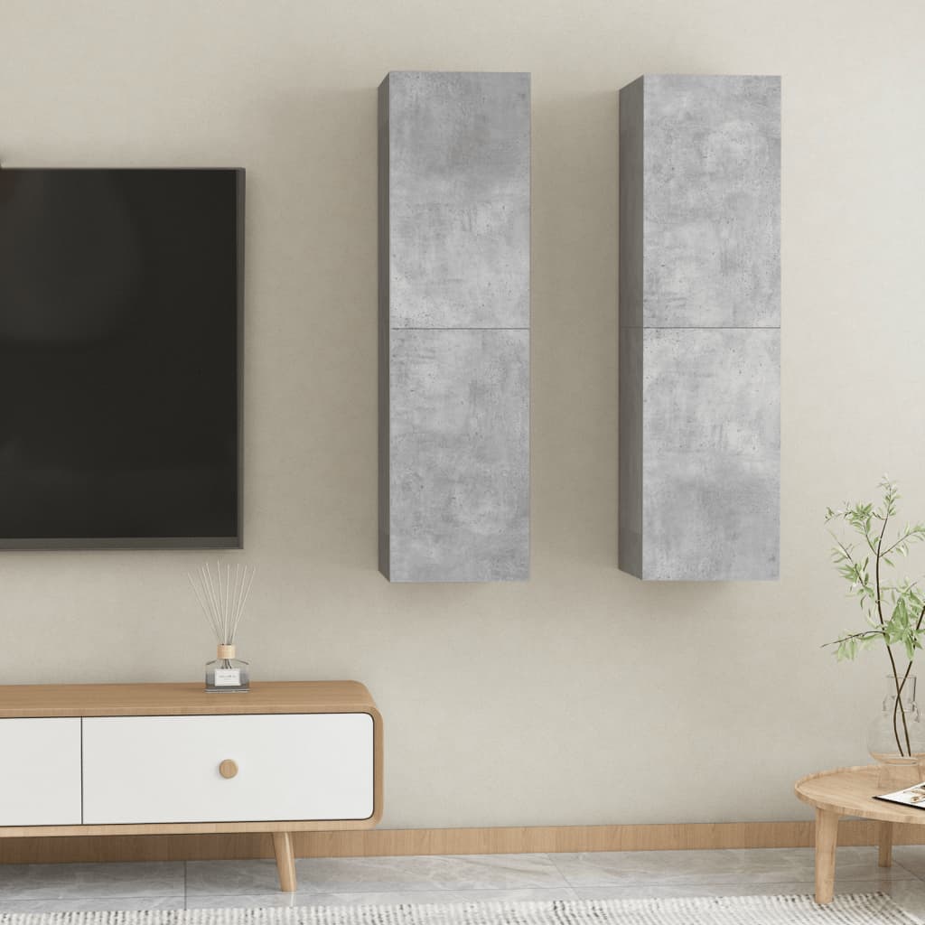 TV-Schränke 2 Stk. Betongrau 30,5x30x110 cm Holzwerkstoff
